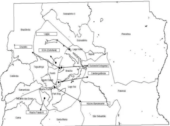 Figura 1 - Mapa das Regiões Administrativas do Distrito Federal  Fonte: Fórum Skyscrapercity (2009) 