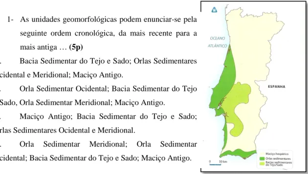 Figura 1 – Mapa das Unidades Geomorfológicas do território português 