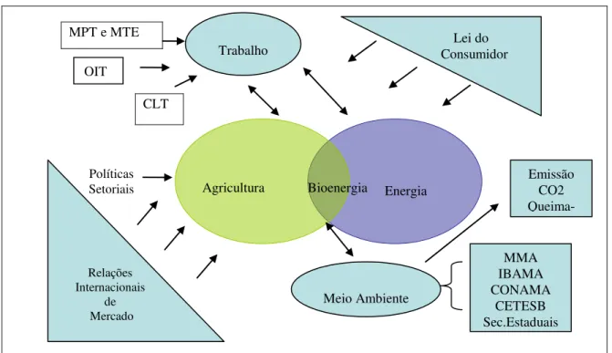 Figura 7 - Esquema de interação entre as políticas setoriais e intersetoriais de produção agro energética 