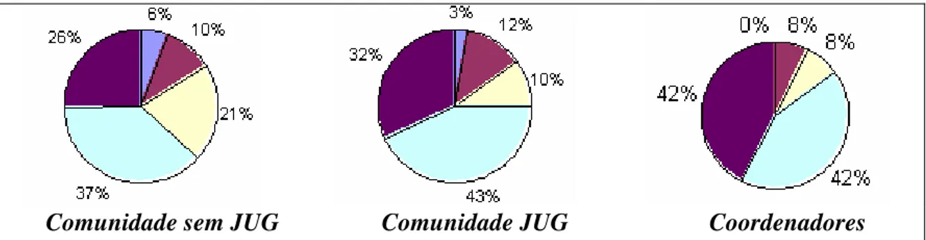 Figura 07: O JUG aborda assuntos que estão no coração do negócio no qual estou envolvido  Comparando estes dados com o gráfico 14 (Mercado) da V Pesquisa nacional Java  (Apêndice 2), observa-se que o mercado para os profissionais Java brasileiros é muito b