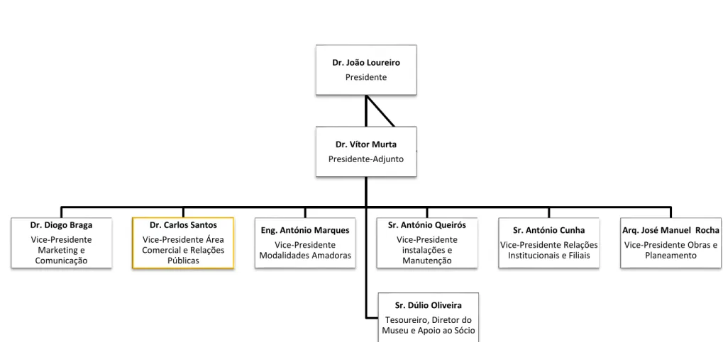 Figura 7: Organigrama da estrutura hierárquica da Direção do Boavista FC. 