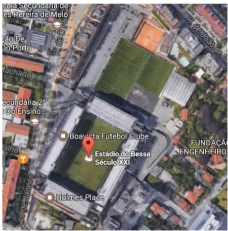 Figura 9: Vista de satélite do Complexo Desportivo do Boavista FC  (vista satélite Google Earth)