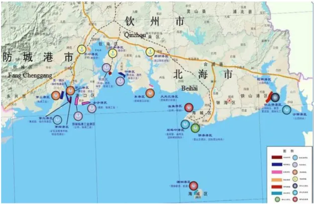 Figure 3-1 Geographical location map of Guangxi Beibu Gulf port 