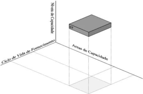 Figura 3: As três dimensões do eSCM. Fonte: Hyder, Heston e Paulk (2006, p. 29).