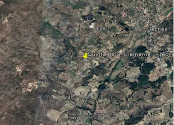 Figura 29 - Imagem satélite Google Earth (15.01.19) – localização da Quinta de S. Clemente-  Freches 
