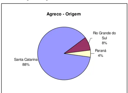 Gráfico 6.  Agreco –Origem  Agreco - Origem Santa Catarina 88% Rio Grande do Sul8%Paraná4%