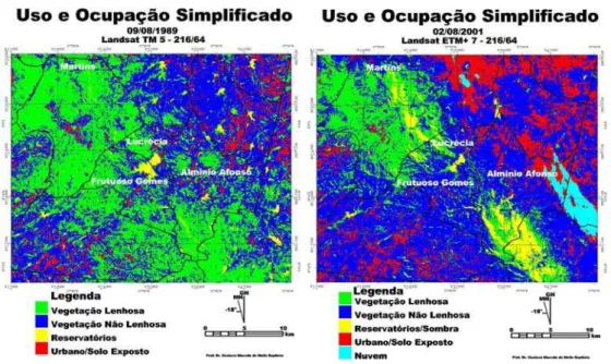 FIGURA 6 – Imagem do satélite LandSat TM5        FIGURA 7: Imagem do satélite LandSat ETM+7  216/064 em 09/08/1989 – Vegetação lenhosa