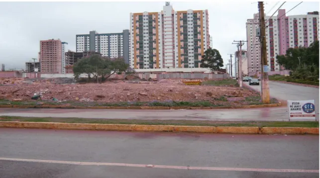 Figura 16 – Terrenos vazios, em construção e construídos – Av. Araucárias, 2008  
