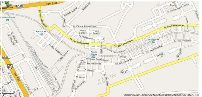 Figura 18 – Principais avenidas e ruas de Águas Claras – DF  Fonte: Google Maps Brasil, 2009 