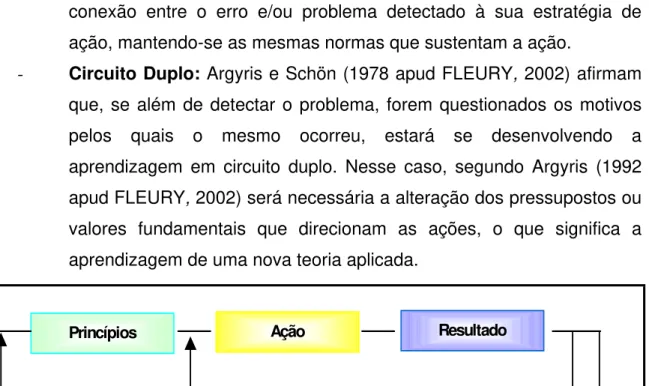 Figura 3: Aprendizagem Ciclo Simples e Duplo  Fonte: Adaptado de Argyris, 1993 