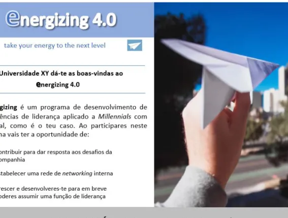 Figura 9 - Proposta de flyer para apresentação do “Energizing 4.0” junto dos seus participantes 