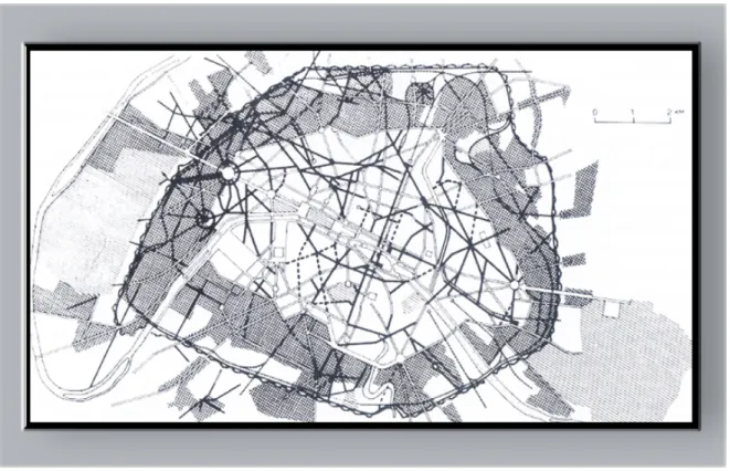 Fig. 2.1 - Mapa das intervenções de Haussmann em Paris.