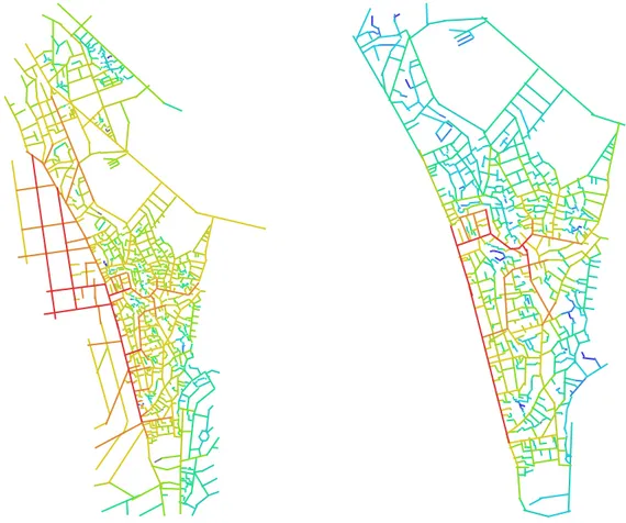 Figure 1 - Experiment of representing a favela - Heliópolis (São Paulo) - with edge effect (left) and without it (right) in  order to choose the best procedure for observing favela’s internal structure.