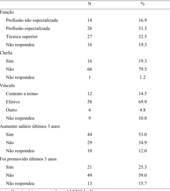 Tabela 2. Caracterização da amostra em termos individuais e contratuais (Cont.) 