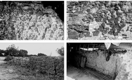Fig. 5 - Registos fotográficos de paredes em alvenaria de cortiça (Ferreira 199-).