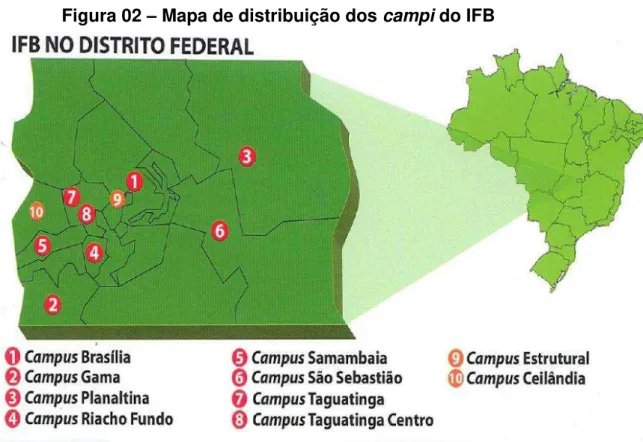Figura 02  –  Mapa de distribuição dos campi do IFB 