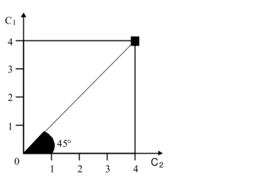 Figura 2.1 – Campos do Idiocentrismo (C 1 ) e do Alocentrismo (C 2 ) formados no plano vertical 