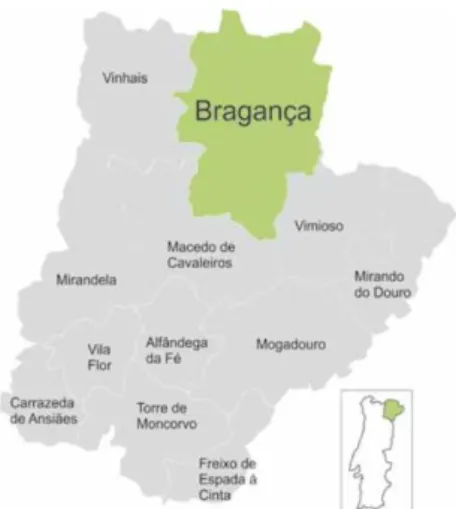 Figura 1 – Enquadramento de Bragança no Distrito e no País (Anexo III) 