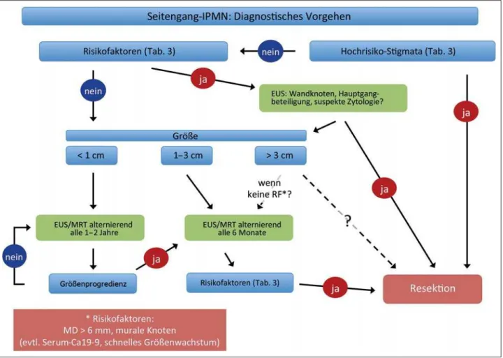 Abbildung 1: Diagnostisches Vorgehen bei Seitengang-IPMN.