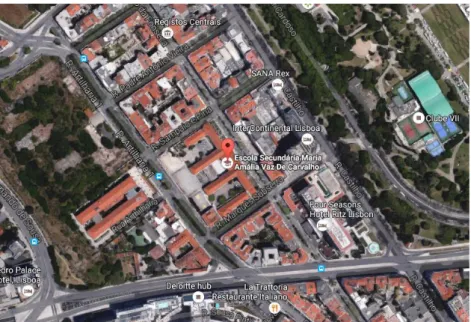Figura 4. Localização da ESMAVC vista via Satélite. Fonte: Google Maps, 2017. 