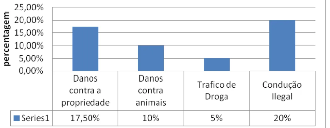 Figura 14: Outros comportamentos delinquentes referidos pela amostra, em percentagem   (1ª aplicação) 