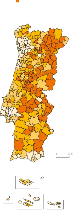 Figura 5.1  Índice de incapacidades sensoriais,  por município, 2011 (%)