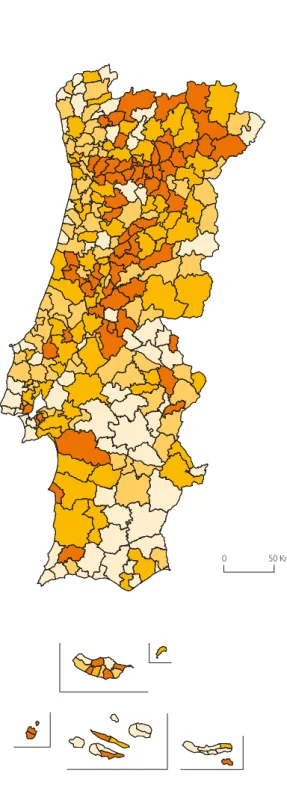 Figura 5.5  Estado de degradação dos edifícios, por  município, 2011 (%)