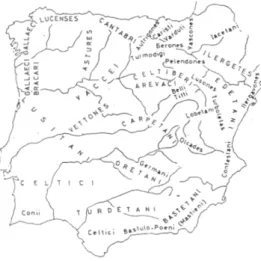 Figura 1 - Península Ibérica, antes da invasão romana (Nogueira, 2000, p.31). 