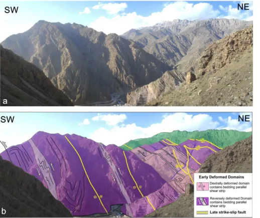 Figure 9. Field photo and line drawing of the Radiolarite zone near Nodeshe city (Fig