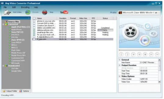 Fig. 7- Interface gráfica do conversor de Vídeo “Any Video Converter” 