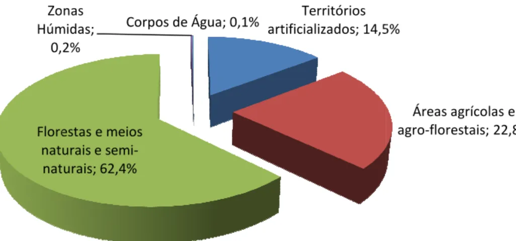Figura 10. Distribuição da ocupação do solo do concelho de Leiria (