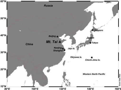 Fig. 2. A map of East Asia with the sampling location of Mt. Tai in the North China Plain.