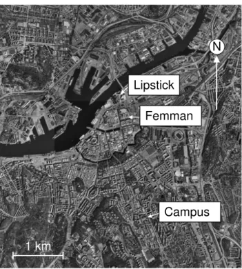 Fig. 2. Map showing the location of the urban measurement sites in G¨oteborg, Sweden.