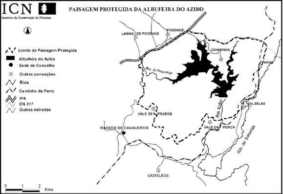 Figura 18. Limites da Paisagem Protegida da Albufeira do Azibo. (Fonte: Decreto Regulamentar nº 13, 1999)