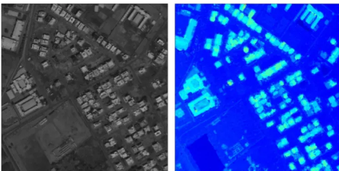 Figure 5: Left: Worldview-3 Image (Muscat, Oman) Right: DSM generated from OSGM