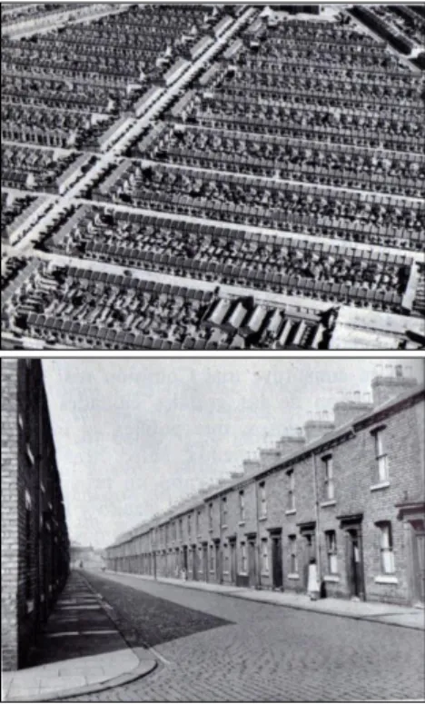 Fig.  17    A  excessiva  monotonia  criada  pela  repetição  de  modelos  habitacionais  caracterizam  os  bairros  ingleses  da  2ª  metade  do séc