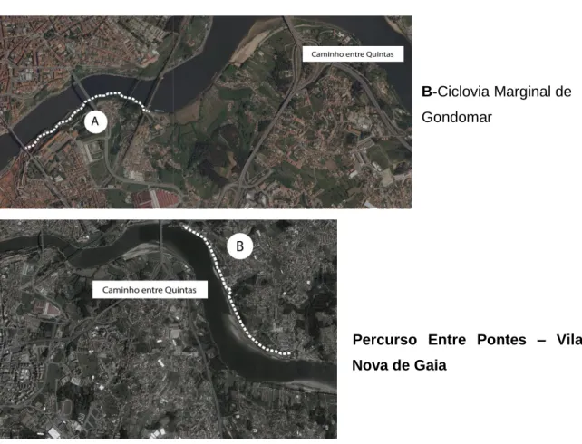 Figura 3- Mapa com a localização dos casos referencia no Distrito do Porto | Fonte: Google Earth 