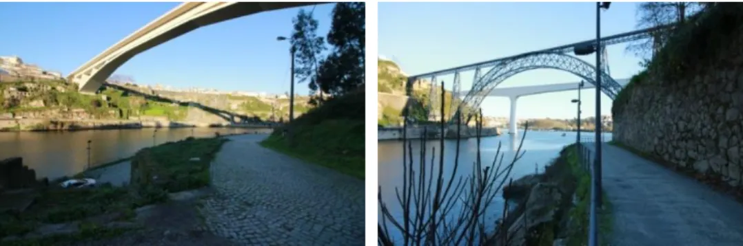 Figura 4-Percurso entre Pontes – Ponte de São João e D. Maria, da esquerda para a  direita | Fonte própria 