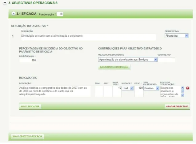 Figura 2.9: Apresentação da constituição de um objectivo operacional 