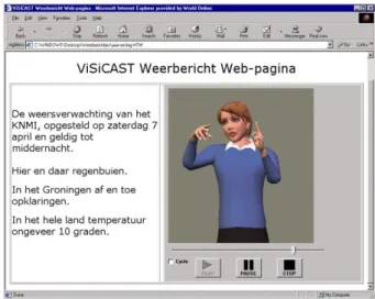 Figura 16- Avatar Visia e interface da aplicação  (Verlinden, Tijsseling e Frowein 2002)