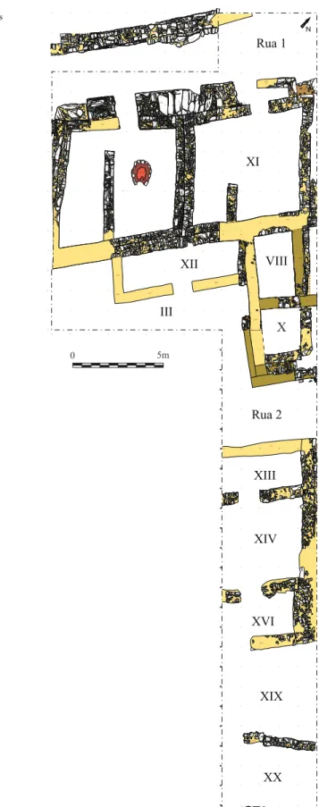 Fig. 15 - Planta das estruturas do sector B3 (adaptado de  Fabião e Guerra, 2006).