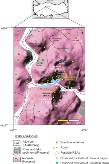 Fig. 1. Geological setting and rockfall inventory map of the study area.
