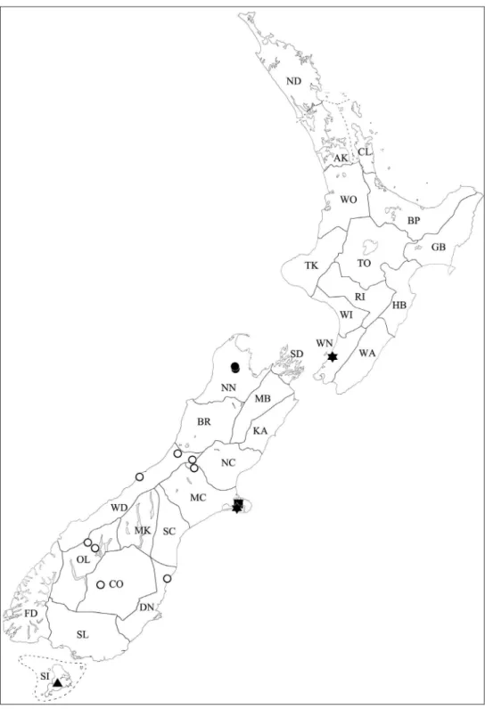 Figure 5. Known collection localities of Pseudoexeirarthra gen. n. P. sungmini sp. n.: black circles; P