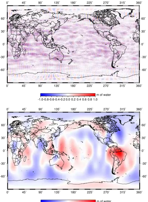 Fig. 1. Global monthly mean water storage variation between April and March 2003 from GRACE