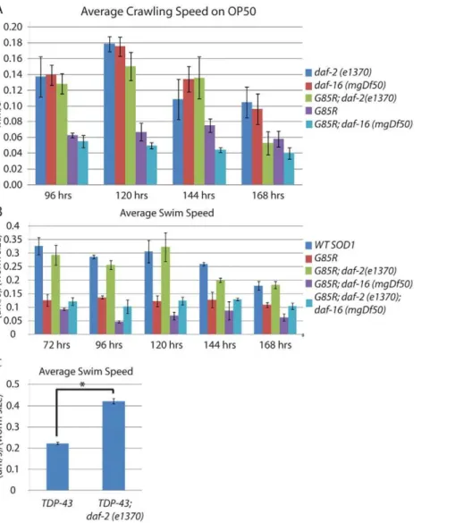 Figure 1. A) Videos of worms crawling on OP50 at the indicated times were taken and used to calculate worm speed using the parallel worm tracker software