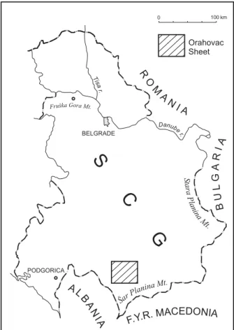 Fig. 1. Location map – sheet Orahovac 1: 100 000.
