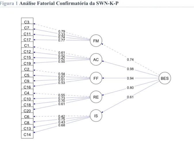Figura 1 Análise Fatorial Confirmatória da SWN-K-P 