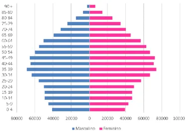 Figura 10 - Pirâmide Etária por género da População Residente na AMP no ano de 2011 