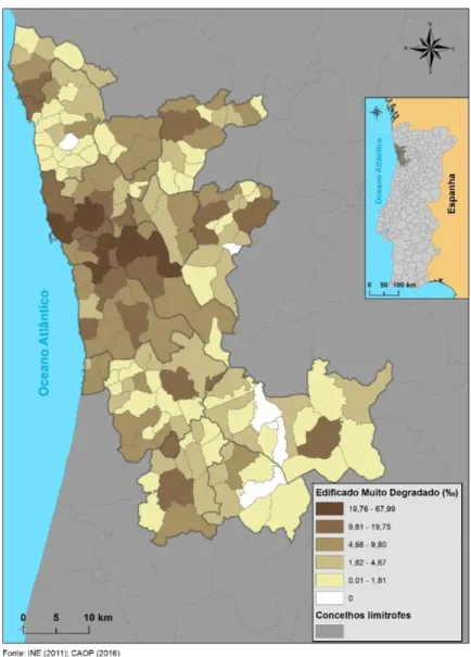 Figura 19 - Edifícios no estado Muito Degradado no total da AMP, em 2011 