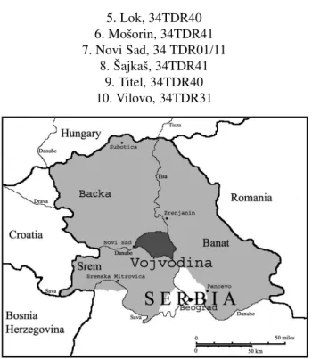 Fig. 1. Map of Vojvodina (Serbia) with area of investigated zones pre- pre-sented in blackish.